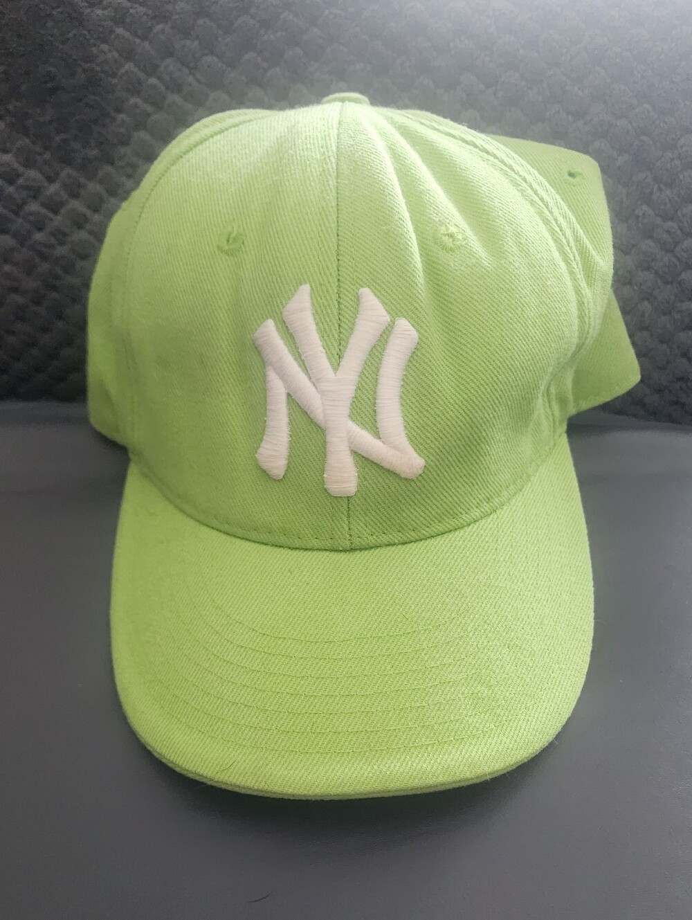 New York Baseball Cap - Lime Green with White Logo 7 1/8